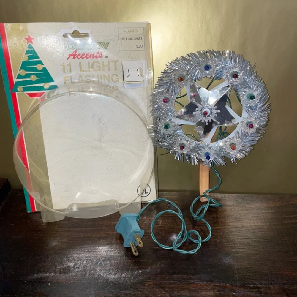 Holiday Accents Christmas Multi Color 11 Flashing Light Tree Star‎ Topper tinsel